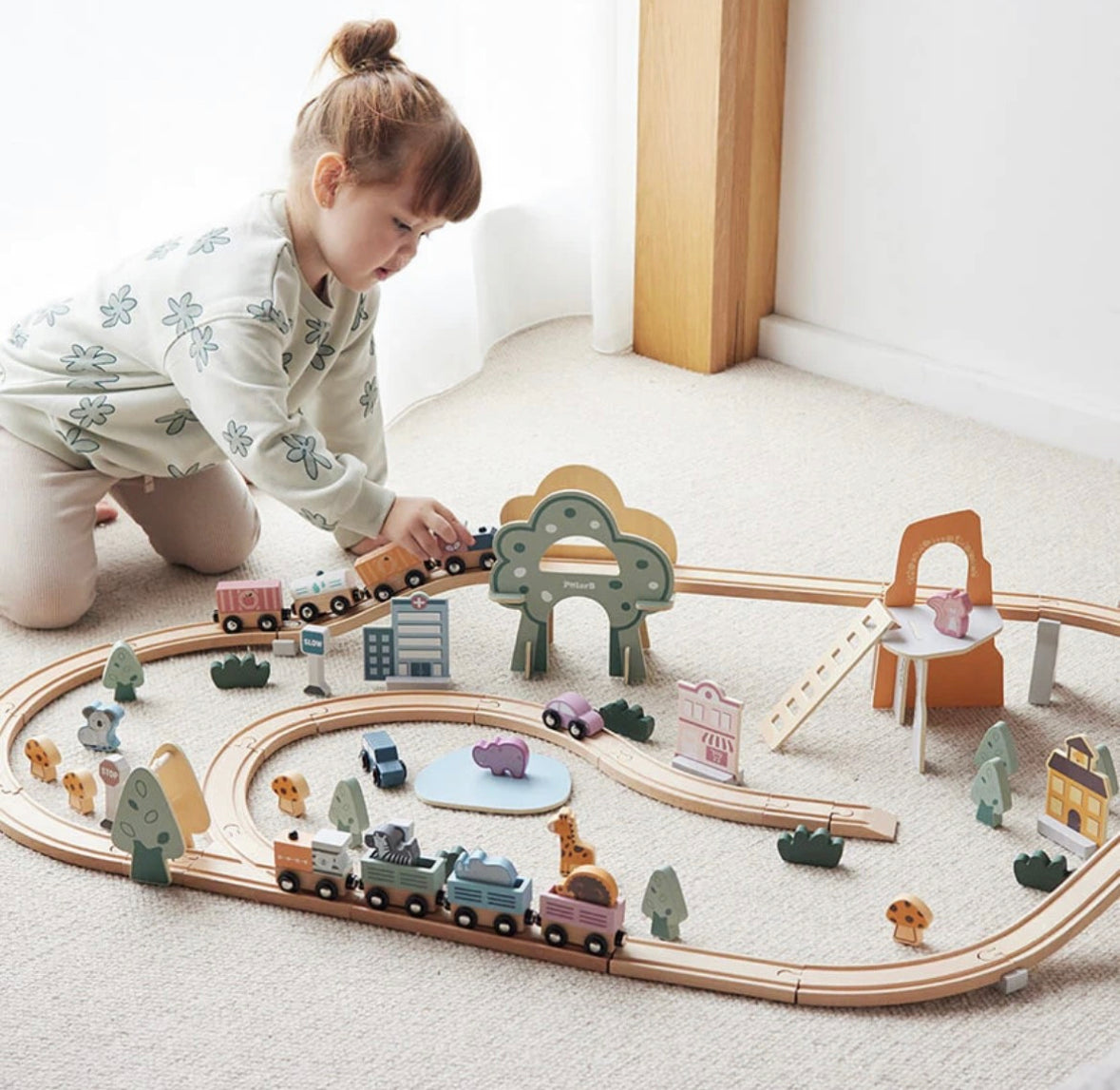 New Wooden Nordic Wooden 90 piece Train Set