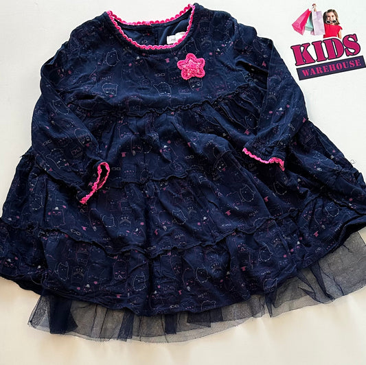 Pumpkin Patch Navy Owl Theme Dress Size 2