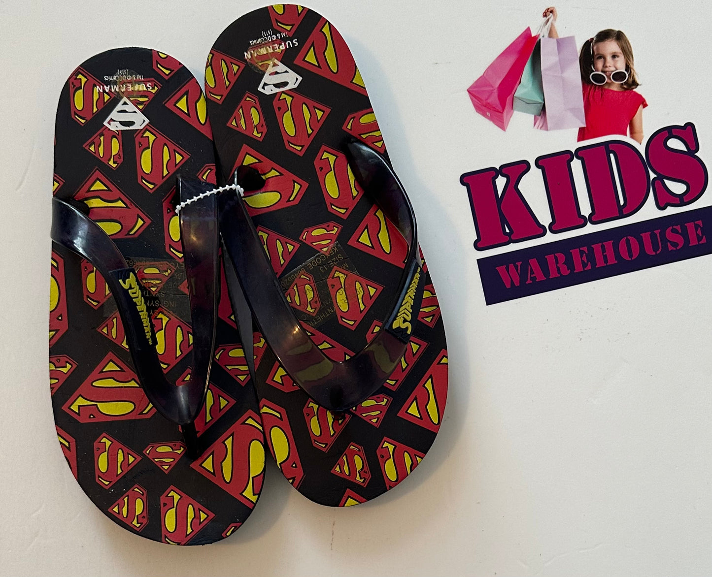 DC Marvel Superman Thongs Size 13 (Child)