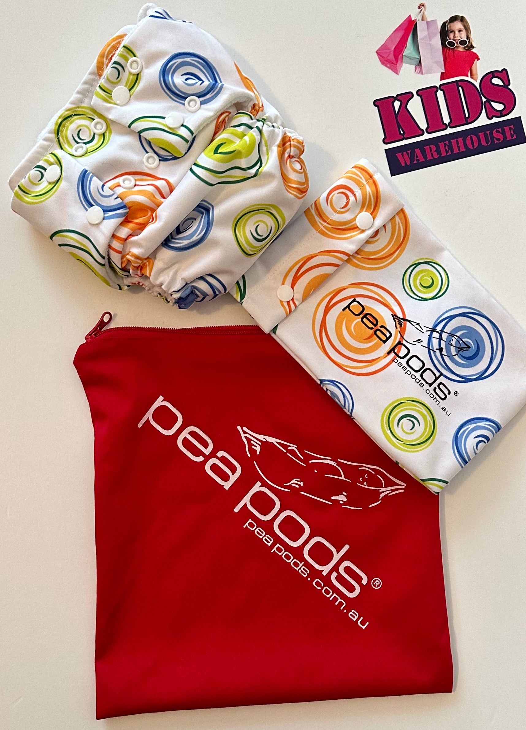 Pea Pods Modern Cloth Nappy with Insert & Bag Accessories Kids
