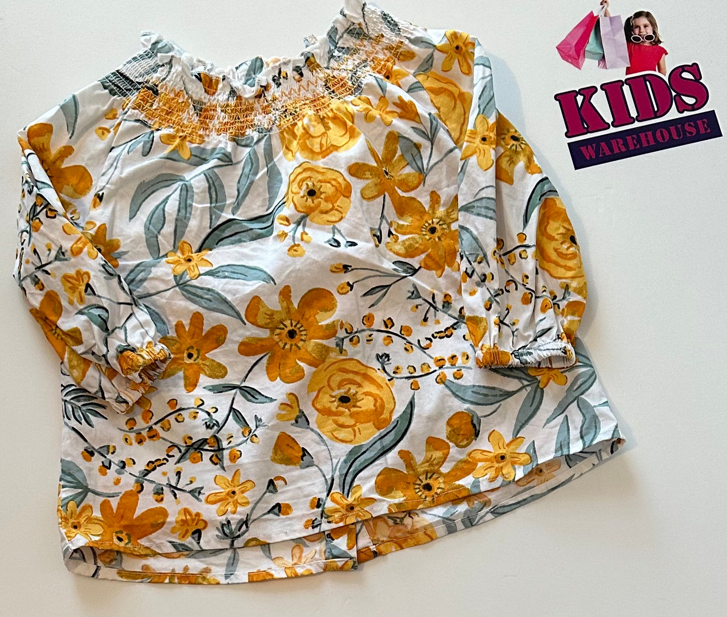 Mustard Floral Long Sleeve Shirt Size 1