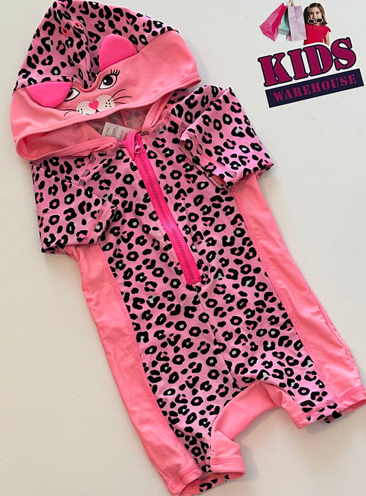 Pink Leopard Print Bathers Size 0