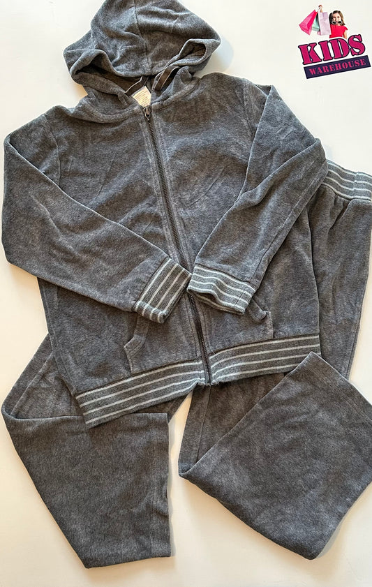 Velour Grey Trackpants 2 Piece Set Size 10