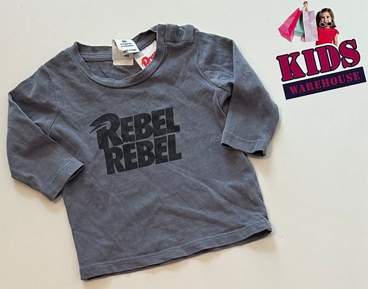 Cotton On Bowie “Rebel Rebel” Blue Top Size 000