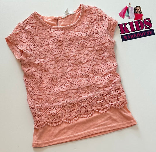 Milkshake Peach Lace Top Size 4