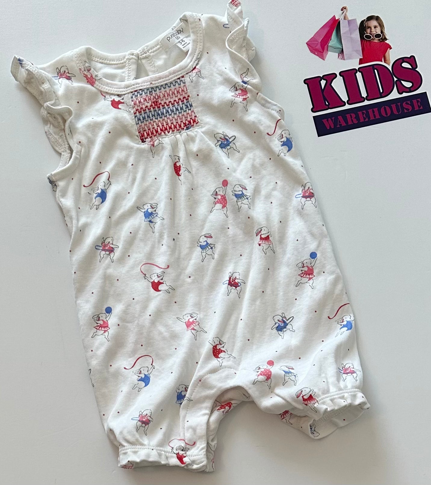 Purebaby Ballerina Rabbit Print Jumpsuit Size 00