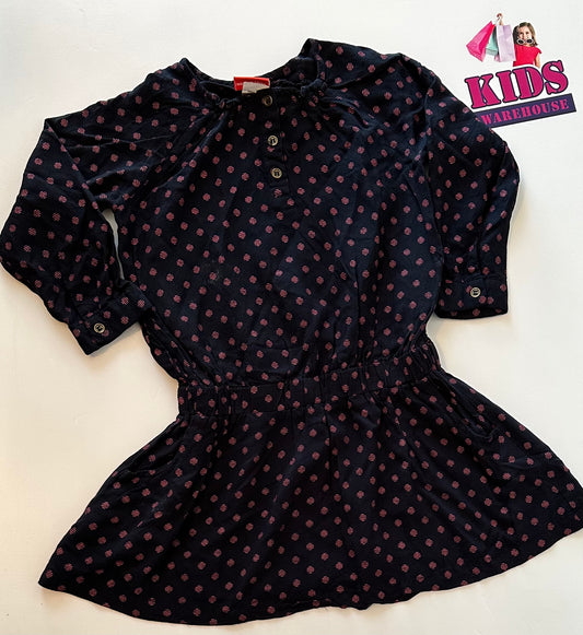 Candy Stripes Navy with Pink Polkadot Dress Size 4