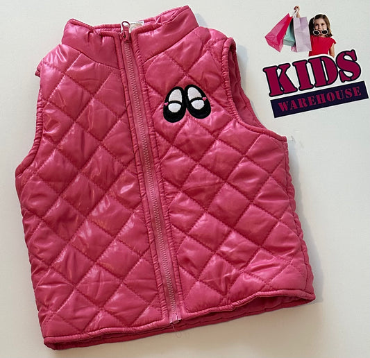 Baby Works Pink Puffer Ballet Print Vest Size 1