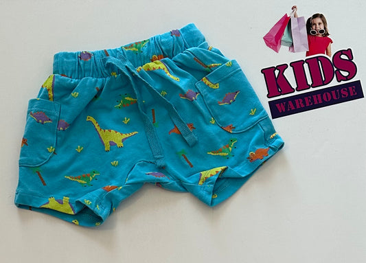 Dymples Blue Dinosaur Print Soft Shorts Size 000