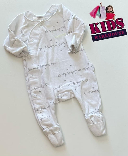 Premmie Bonds White Cozysuit Size 00