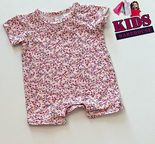 Cotton On Pink Bodysuit With Flower Pattern Size 000