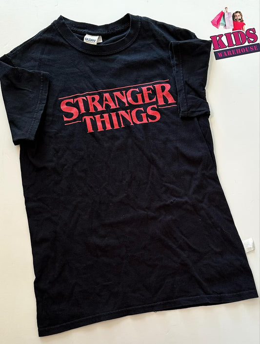 Gildan Black Top With “Stranger Things” Print Size 10