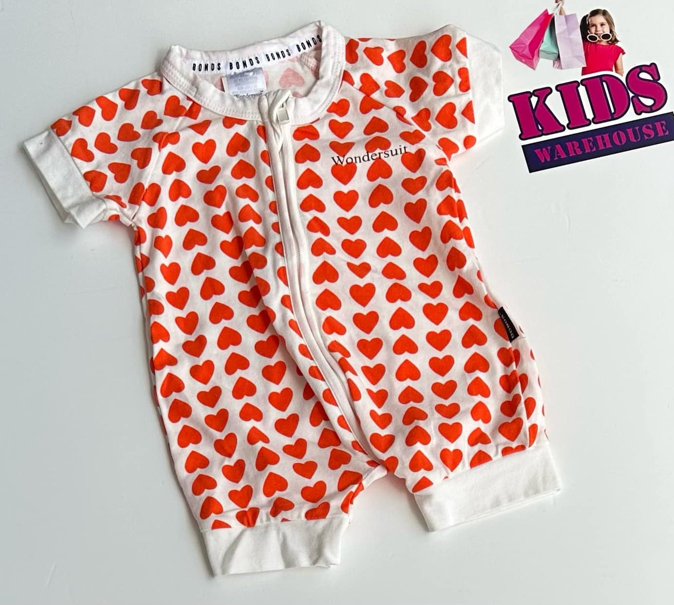 Bonds White & Orange Bodysuit Size 0000