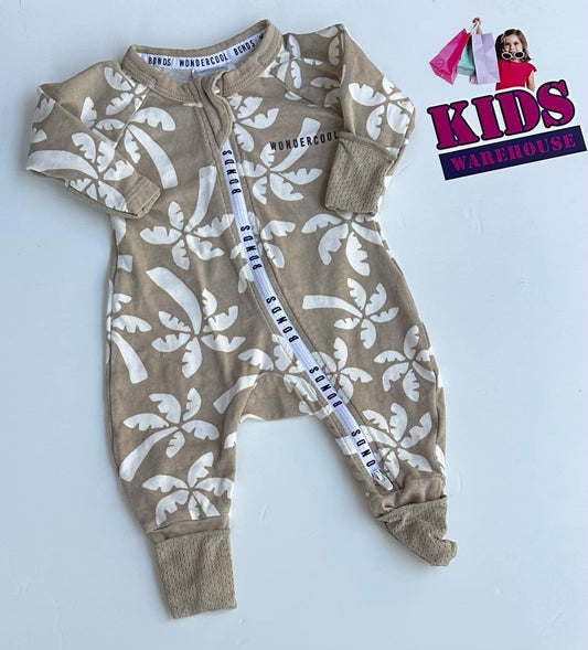 Premmie Bonds Grey Wondersuit With Palm Tree Pattern Size 00000