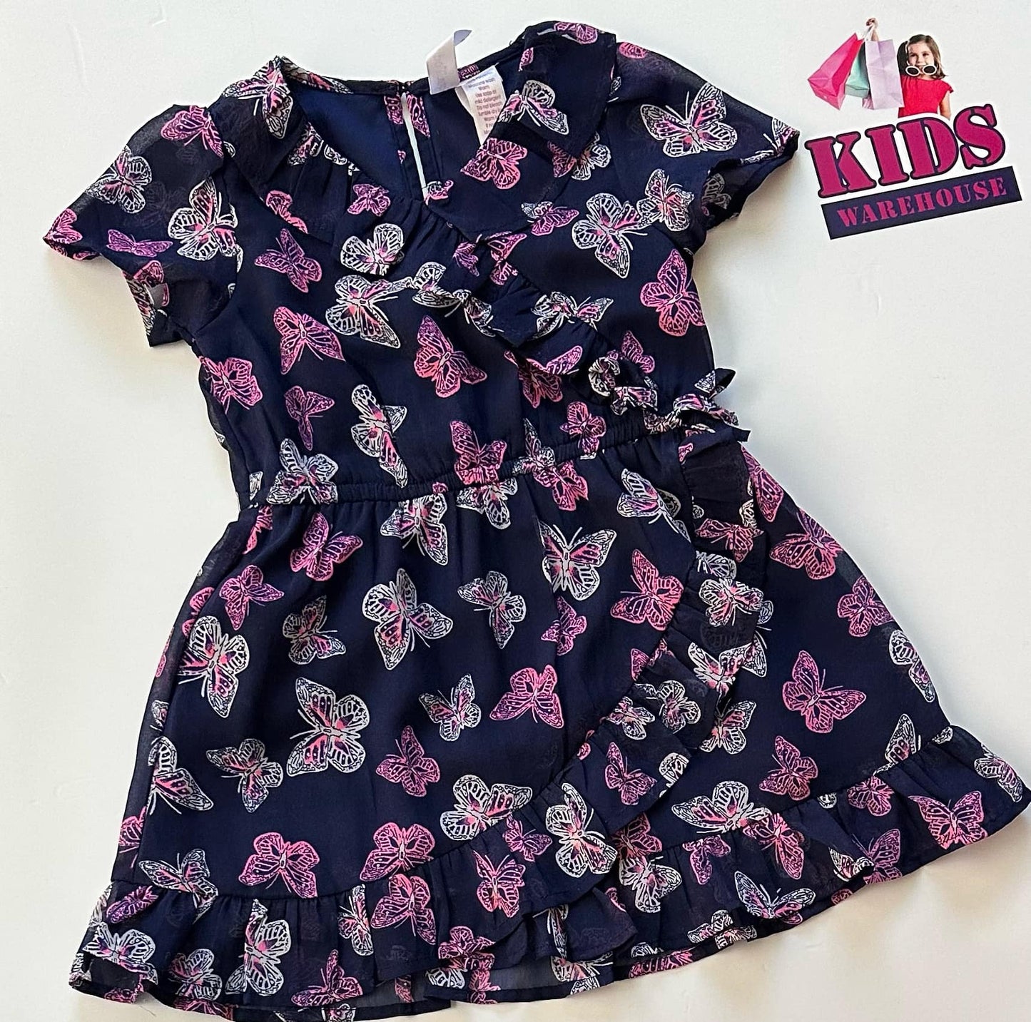 Japna Toddlers Blue Dress With Butterfly Pattern Size 4