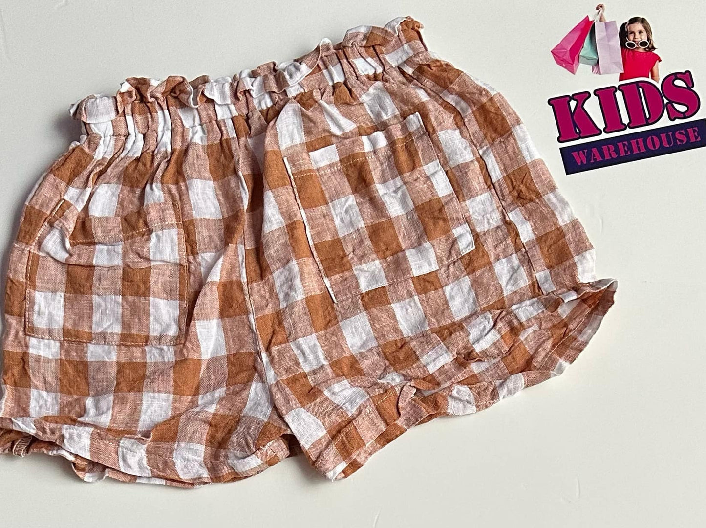 Aere Mini White & Brown Shorts Size 6