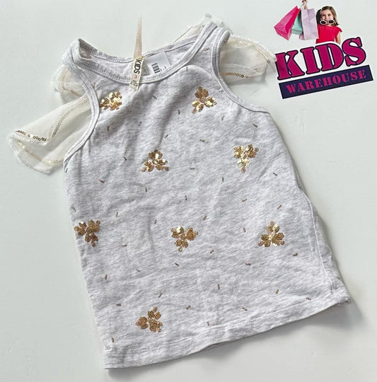 Little Princess White & Gold Top Size 3