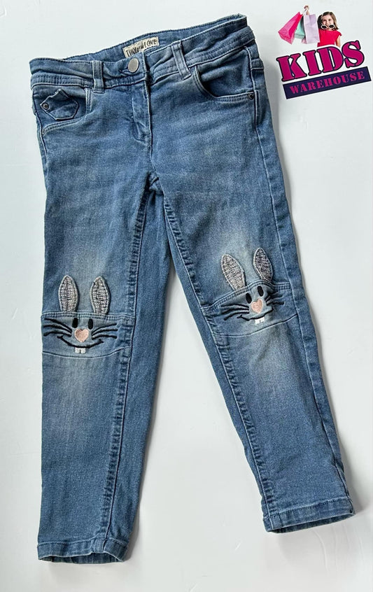 Lily & Dan Blue Jean Pants with Rabbit Knees Size 4