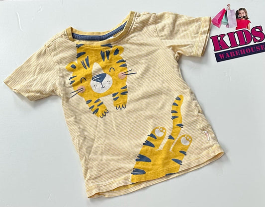 Sprout White & Yellow Top With Tiger Print Size 1