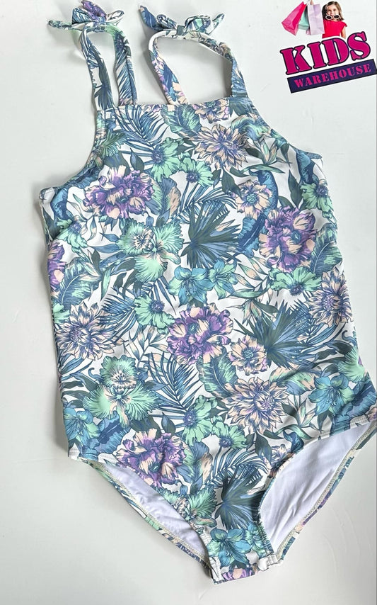 Cotton On Green Swimming Bodysuit With Flower Pattern Size 12 (RRP $29.99)