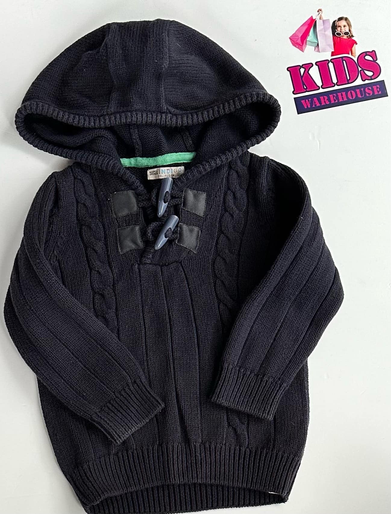 Indigo Black Knit Hoodie Size 3
