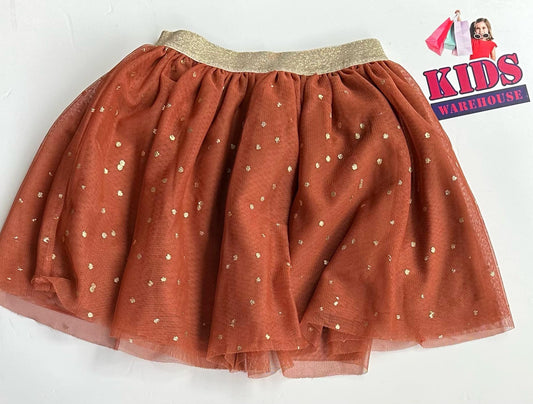H&M Red Skirt With Gold Dotted Pattern Size 5