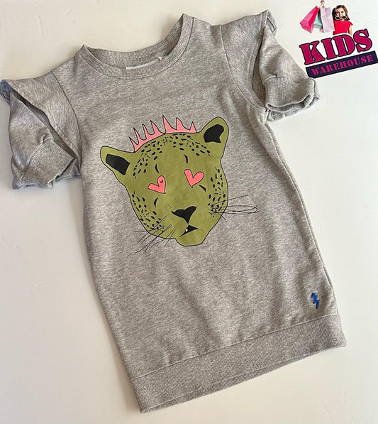 Gardner And The Gang Grey Top With Leopard Print Size 3