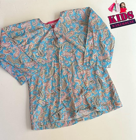 Mahir Kids Blue Top Multicoloured Patterns Size 3