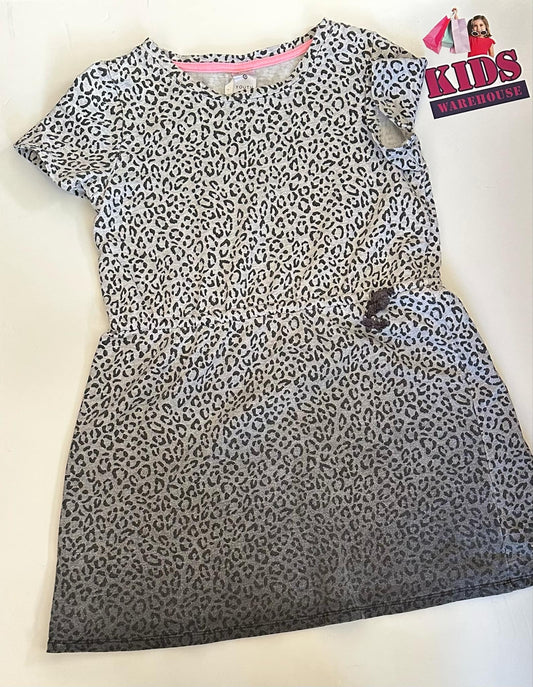 Target Grey Dress With Black Leopard Pattern Size 8