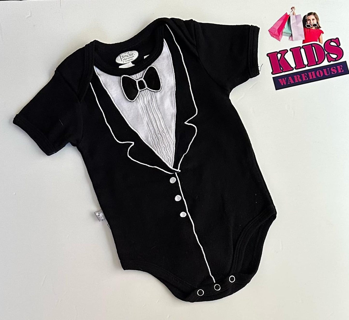 Frenchie Black & White Tux Bodysuit Size 0