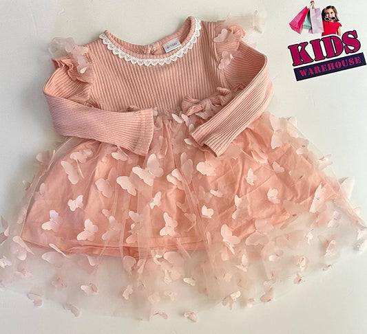 Pink Tutu Dress With Butterfly Pattern Size 0