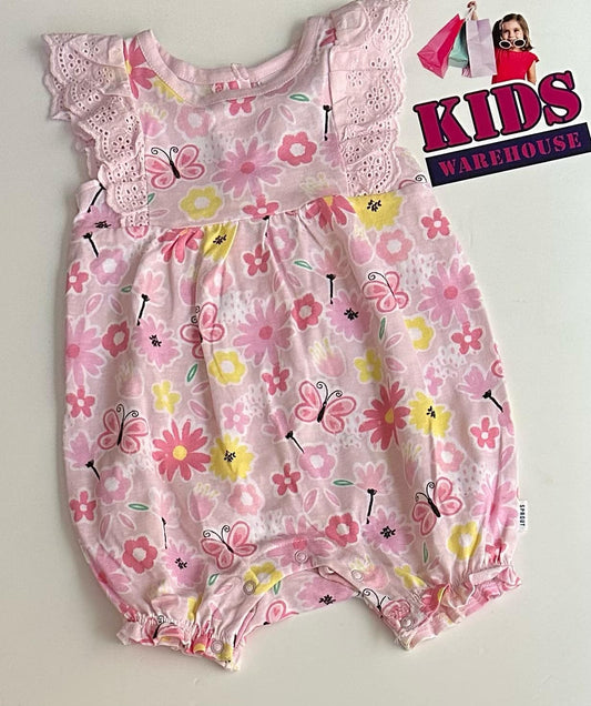 Sprout Pink Bodysuit With Flower Pattern Size 000