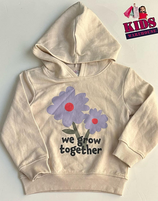 Mini Mango White Hoodie With Flower Print Size 5