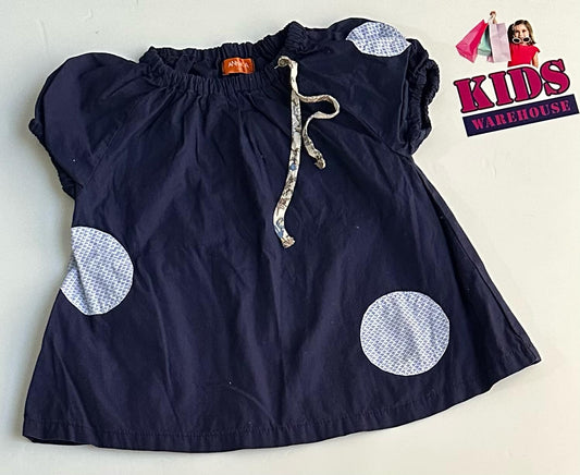 Annika Blue Top With White Dot Pattern Size 3