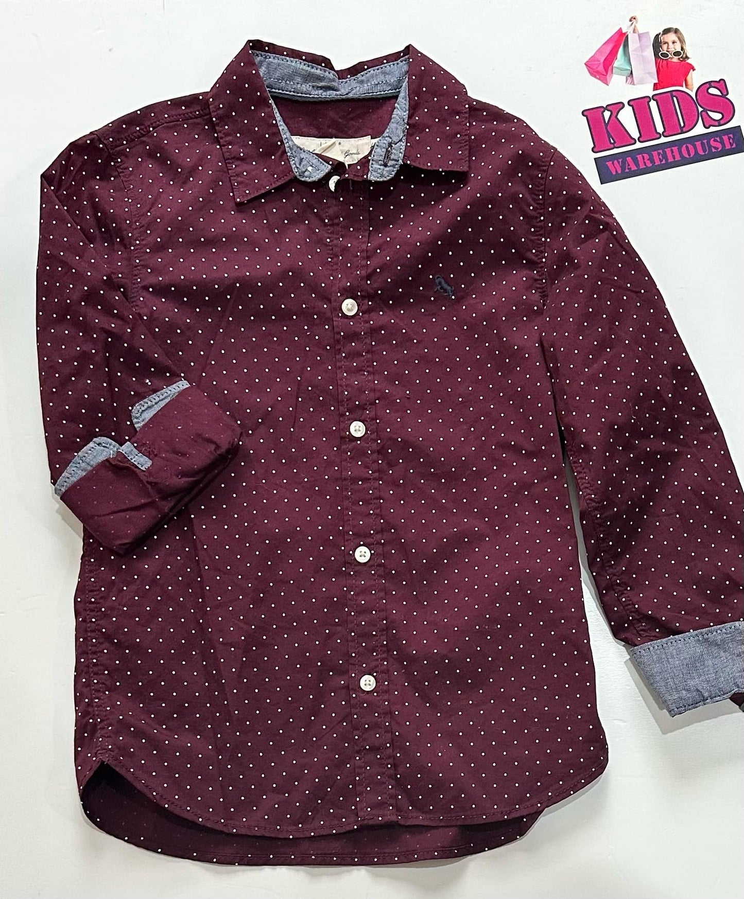 H&M Red Long Sleeve Button Up Top Size 8