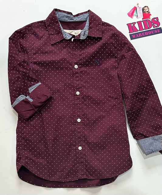 H&M Red Long Sleeve Button Up Top Size 8