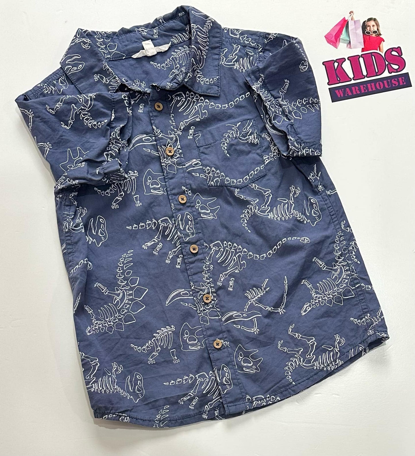 Milkshake Blue Top With Dinosaur Pattern Size 6