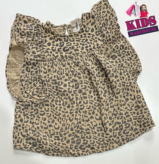 Cotton On Light Brown Dress With Black Leopard Pattern Size 2