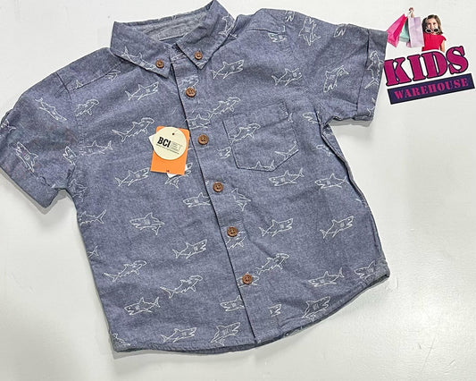 New Target Blue Top With Shark Pattern Size 2