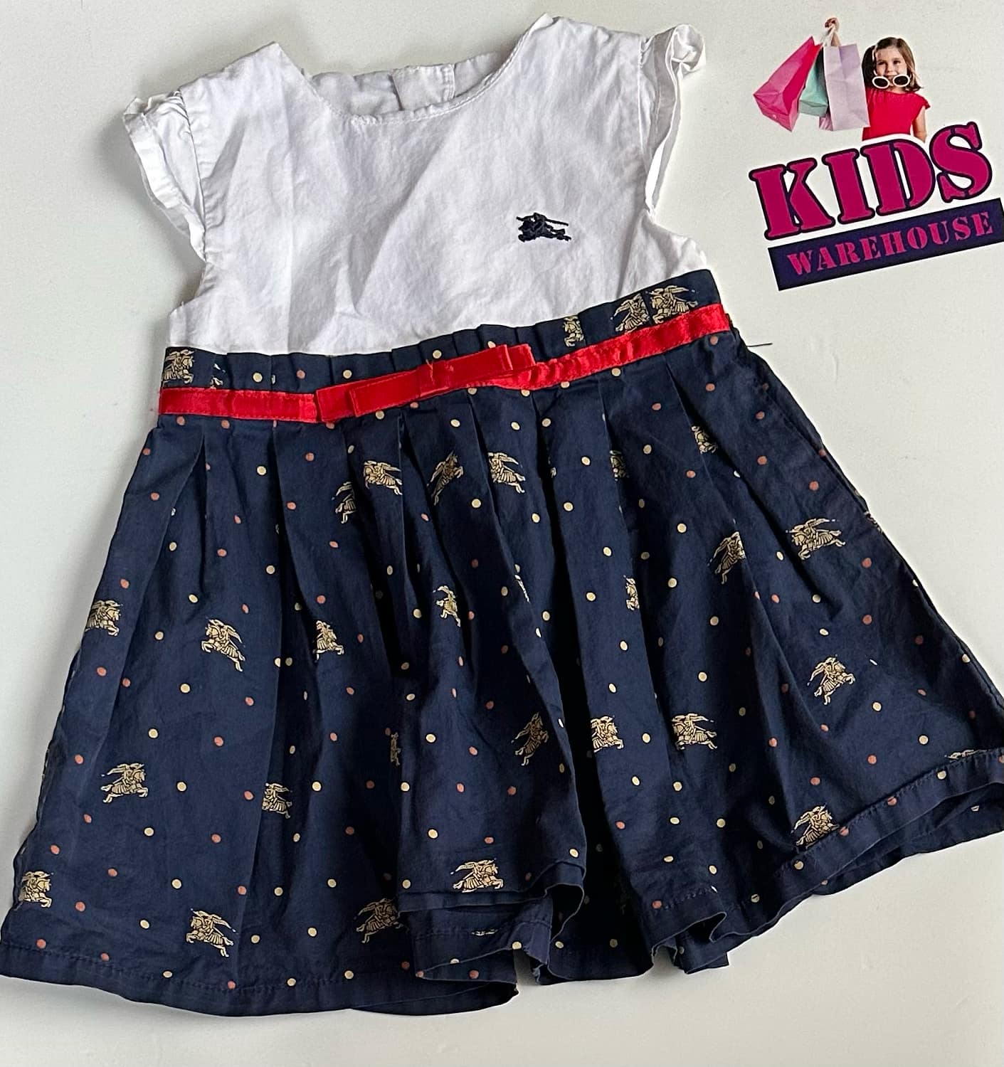 Burberry London White & Blue Dress Size 0