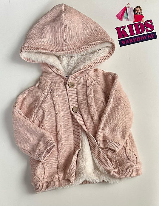 Anko Pink Knit Hoodie With Fluffy Inside Size 0