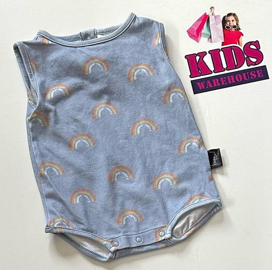 Kapow! Blue Bodysuit With Rainbow Pattern Size 000
