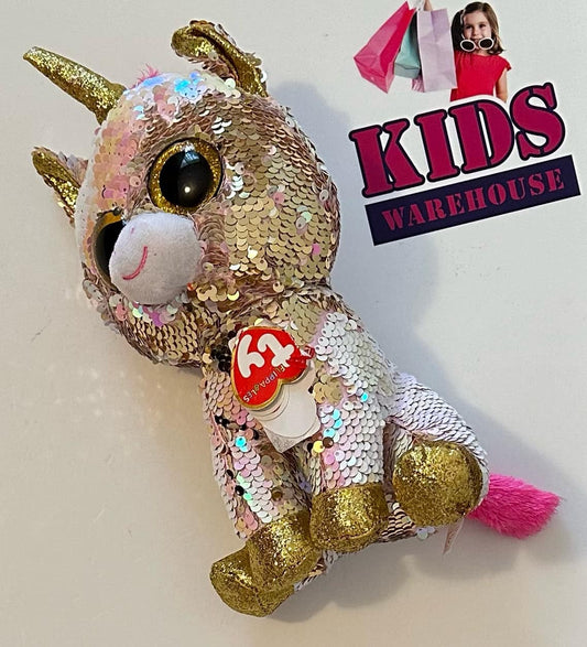 Ty Flippables Gold & Rainbow Shiny Unicorn Plushie