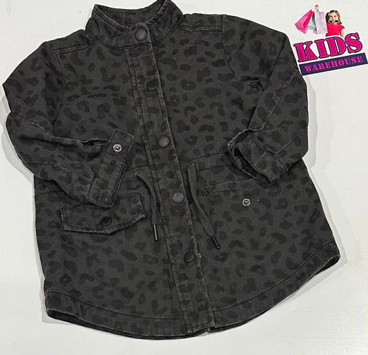 Country Road Dark Grey Jacket With Black Dot Pattern Size 2