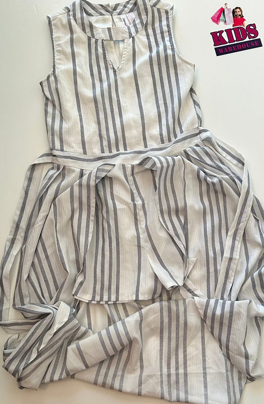 JapnaKids White & Black Stripped Pattern Dress Size 10