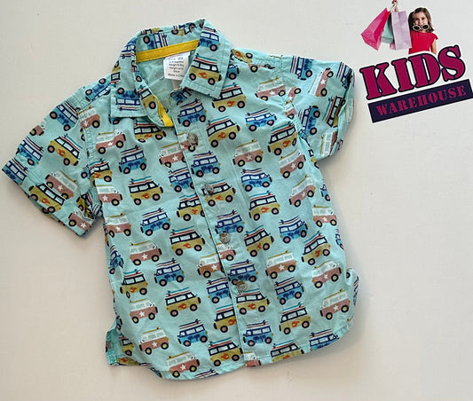 Ollies Place Blue Shirt With Cars Size 00