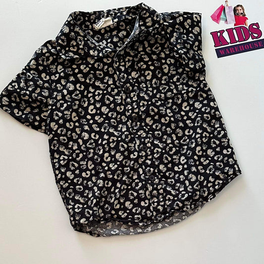 Cotton On Kids Black Shirt With White Dot Patterns Size 5