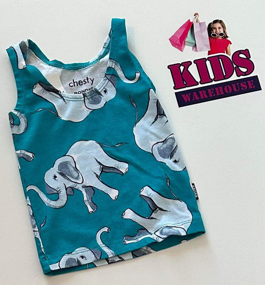 Bonds Green Elephant Singlet Size 000