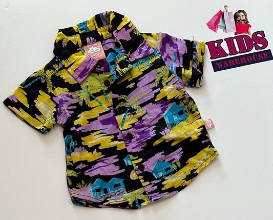 Best & Less Black Bottom Shirt With Yellow & Purple Splashes Size 0000