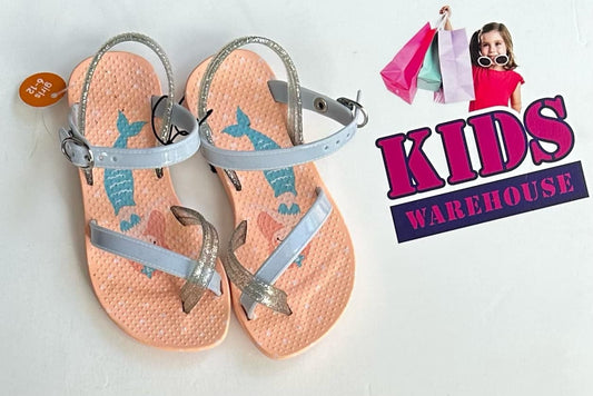 Pink & Grey Thongs Size 8 (Young Child)